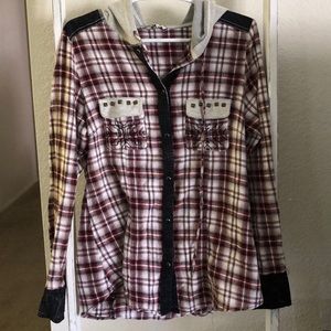 BKE Button Up Flannel Hoodie